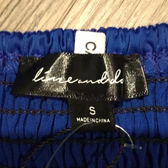 Line & Dot Blue Satin Halter Ruffle Peplum Wrap Going Out Top S NWT - Picture 6 of 16